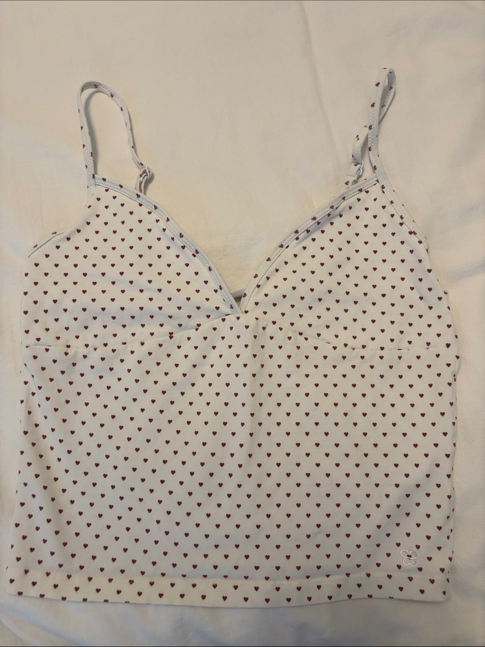 Sunday Best White Cami with Red Heart Print